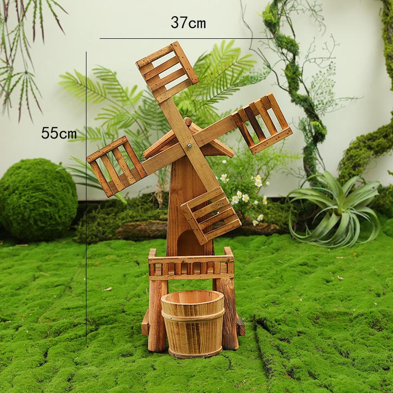 Neid Porzellan Windmühlen Ornament: Massivholz Miniaturlandschaft Gartendekoration - Kreative Waldserie für Kindergarten und Hofgestaltung