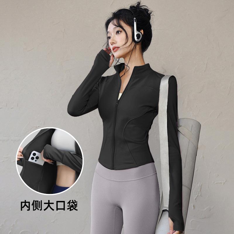 Women s jacket long-sleeved quick-drying slim-fit yoga outdoor professional sports running top fitness clothes S