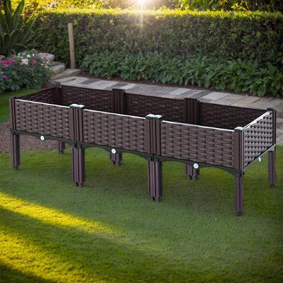 Contenedor de Plantación de Plástico con Patas Maceta Elevada con Agujeros de Drenaje Cama Elevada para Patio Flor Fruta Hierba Verdura Cultivo