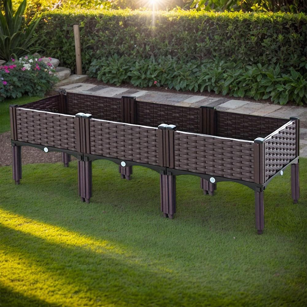 Balcony Vegetable Pot Plastic Raised Garden Bed Elevated Planter Box W/ Legs Planter Vegetables Flower Pot for Garden Deck Yard