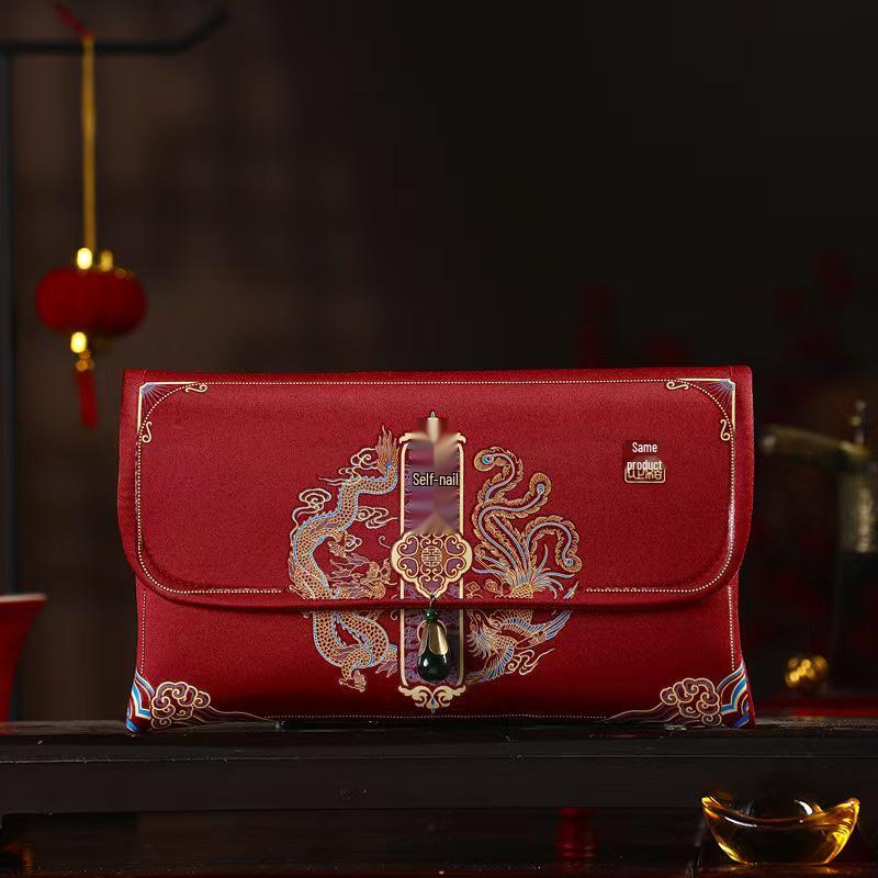 2024 Premium Wedding Red Envelope for Engagement - 10,000 Yuan Change-of-Mouth Fee, Creative Tea Ceremony Brocade Bag