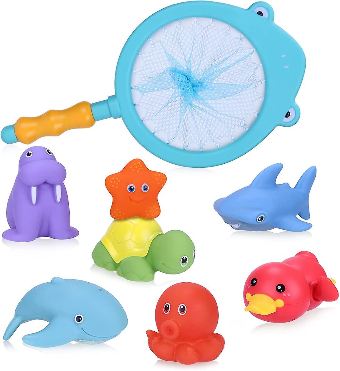 

Детские игрушки для ванной 8 шт. Acsergery Подарочные игрушки для ванны Заводная утка Игрушки Плавающая резиновая морская анимация