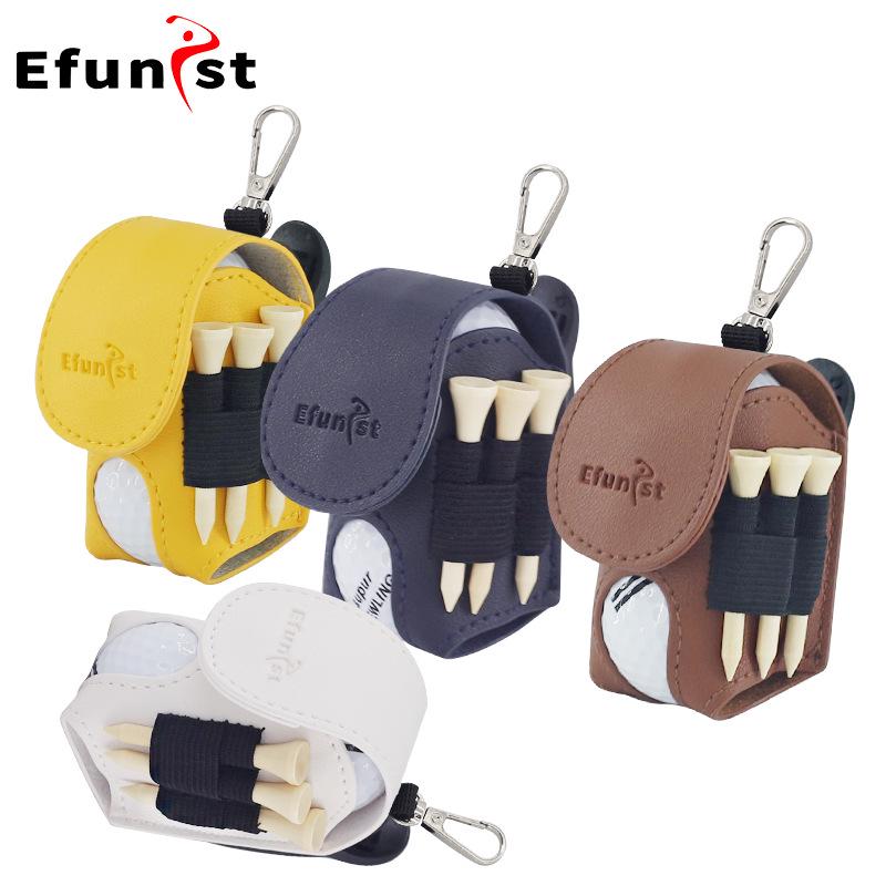 Mini Waist Golf Ball Pouch - PU Leather & Polyester, Portable Storage, Multiple Styles