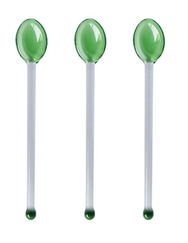 3Pcs Glass Spoons Coffee Spoon Long Handle Dessert Spoon Color Glass Teaspoons Clear Petite Teaspoons Coffee Mixing Tea Stirrer