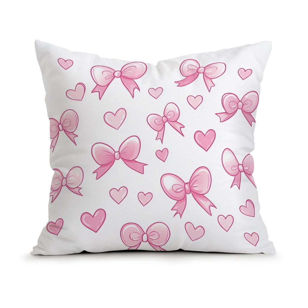Valentine'S Day Heart Bow Cushions Pillowcase Polyester Cushion Cover Throw Pillow Pillowcover Home Car Sofa Decor