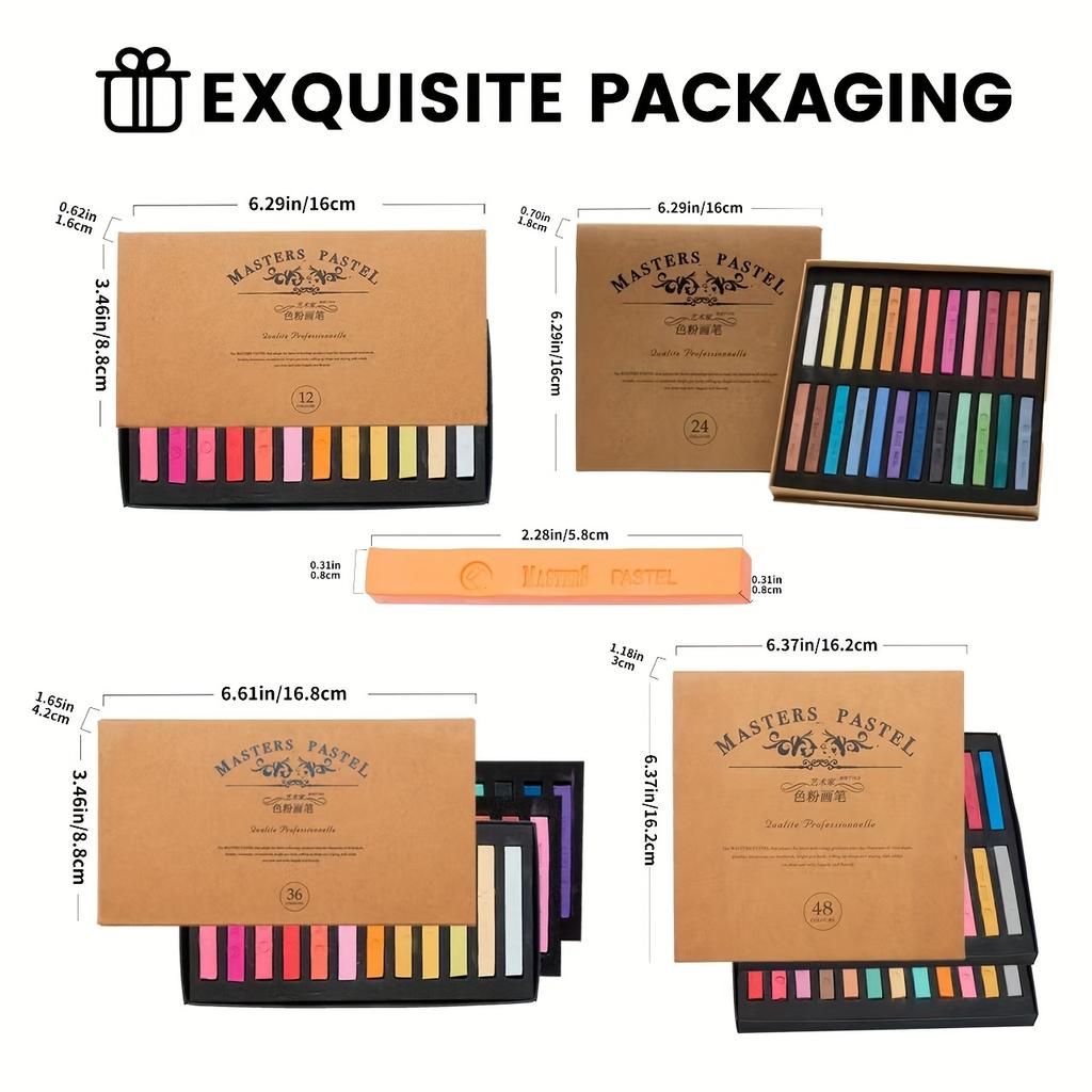 12/24/36/48 Colors Professional Soft Pastels Set,Chalk Pastel Sticks with Storage Case,Blending,Layering,Shading for Adults