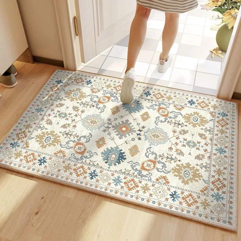 Entrance Carpet Anti-slip Anti-fouling Dirt-resistant Carpet Retro Color Ethnic Style Rugs Outdoor Welcoming Home Decoration Mat