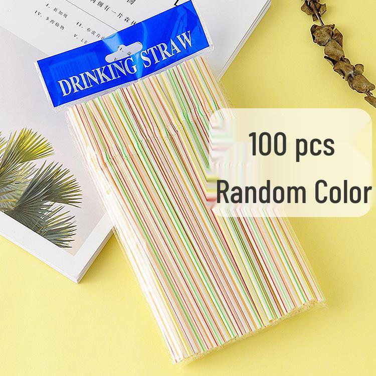 100 Extra Long Bendable Colorful Plastic Straws for Juice, Milk, Tea