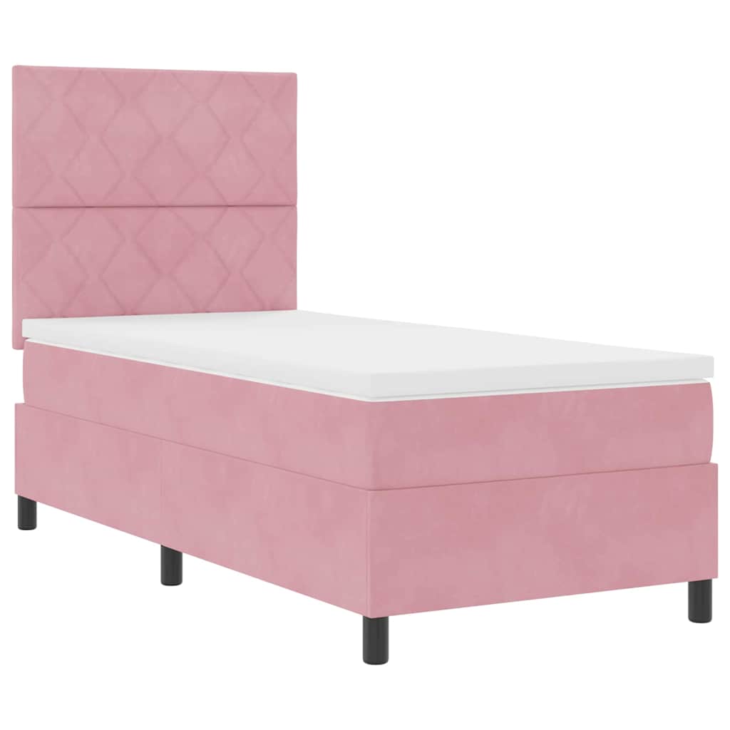 Box Spring Bed with Headboard Pink 100 x 200 cm Velvet
