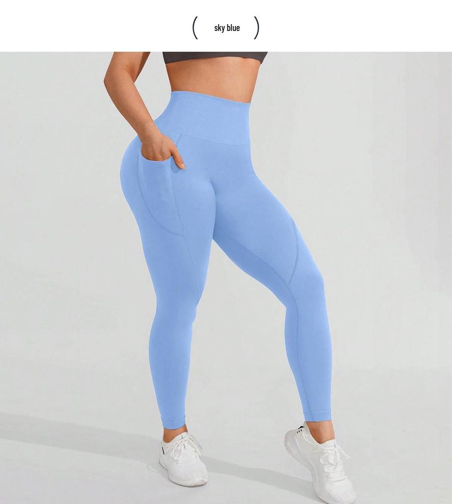 Plus Size High Waist Yoga Pants with Side Pockets - Women's Sports Leggings