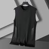 Men Vest Round Neck Sleeveless Breathable Holes Tank Tops Color Block Quick Drying Summer Ice Silk Camisole Fitness Training Activewear