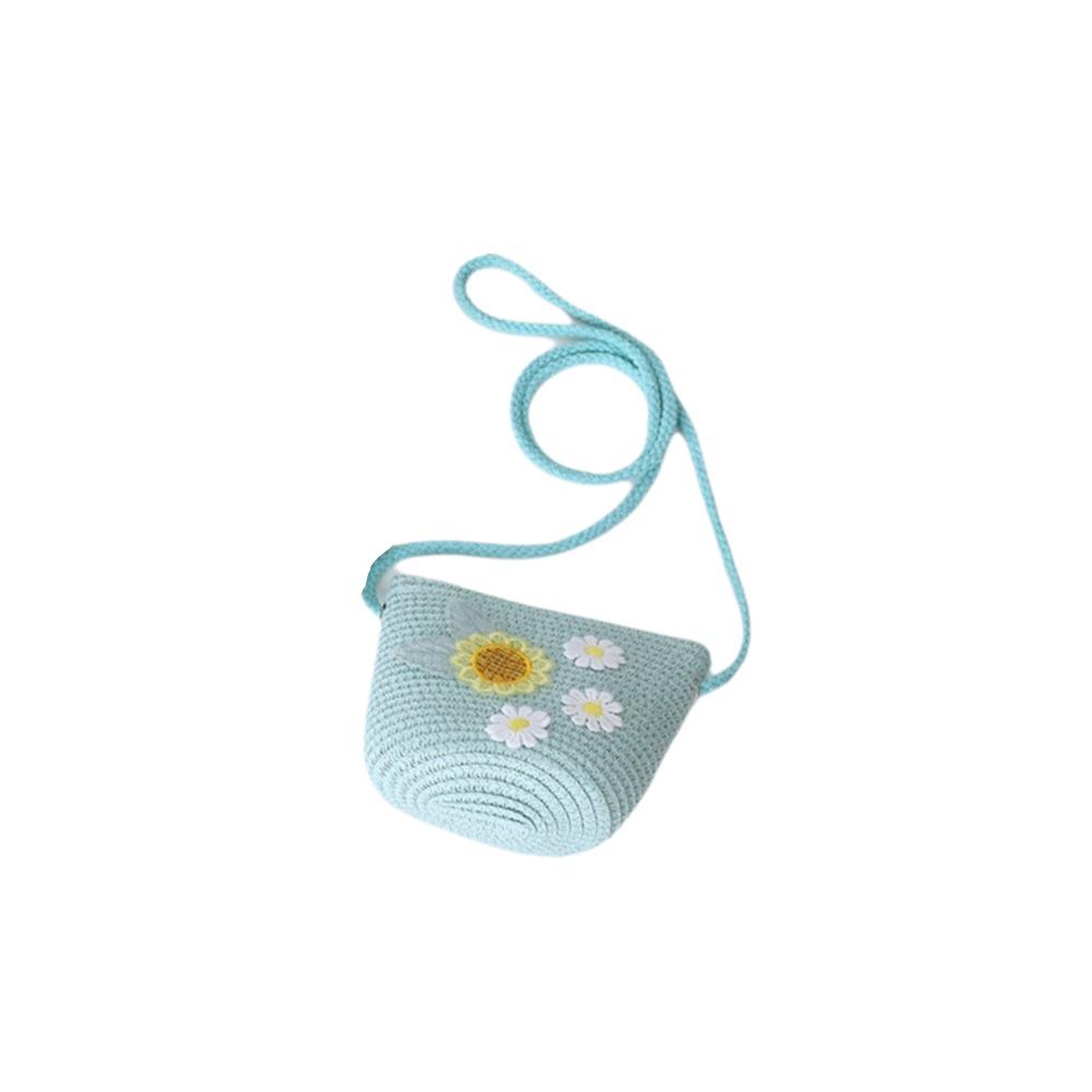 Small Daisy Children Beach Straw Hat Wide Brim Fisherman Hat Outdoor Straw Bag Cap Set  Summer