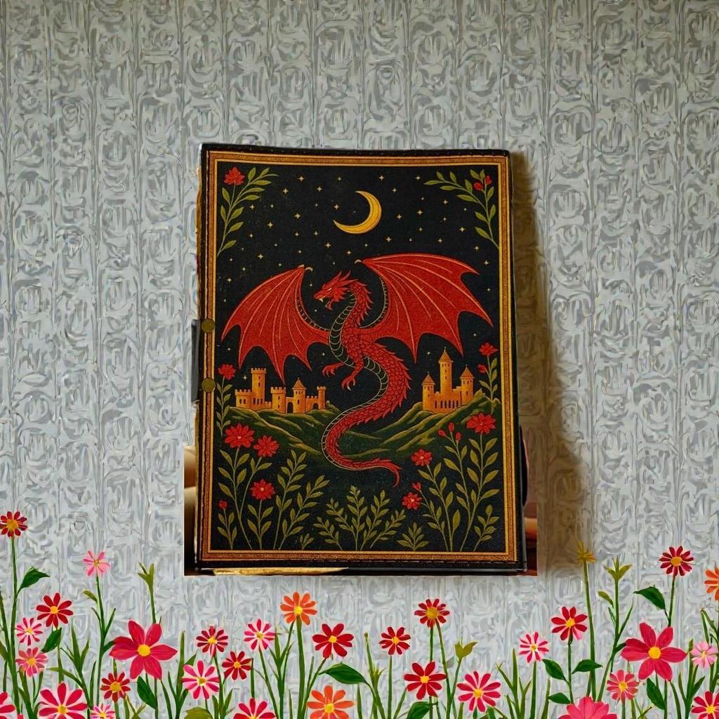 Handmade Leather Dragon Journal – 5×7 Inch – 200 Deckle-Edge Pages – Vintage Fantasy Diary