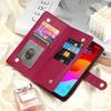 Zipper Leather Crossbody Phone Case for iPhone 17 Air 16 15 14 13 12 11 Pro Max 16e XS XR 8 7 Plus SE Card Solt Wallet Cover