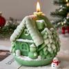 Christmas House Candle Mold-Snow-Covered Roof Cottage with Front Door,Reusable Silicone Wax and Soap Mold for Holiday Decoration