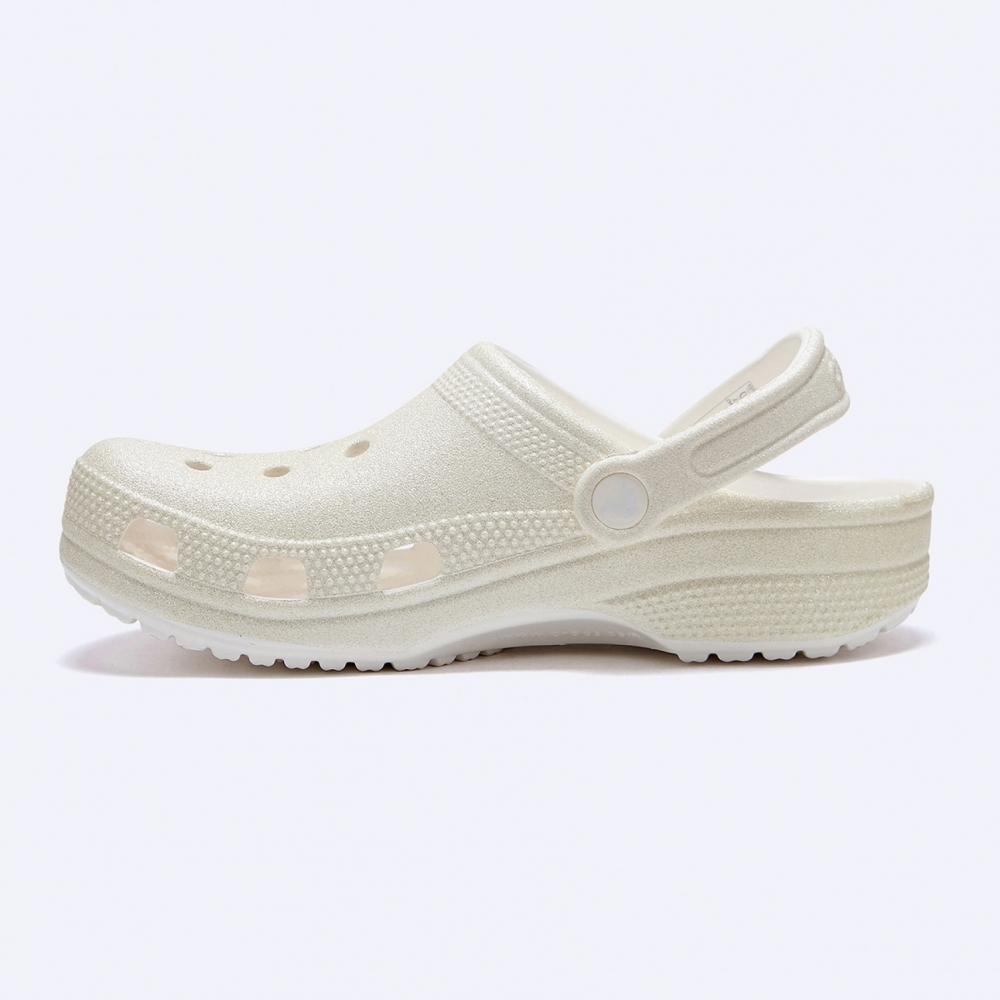 Crocs Klassische Glitzer-Clogs Weiß 205942 100