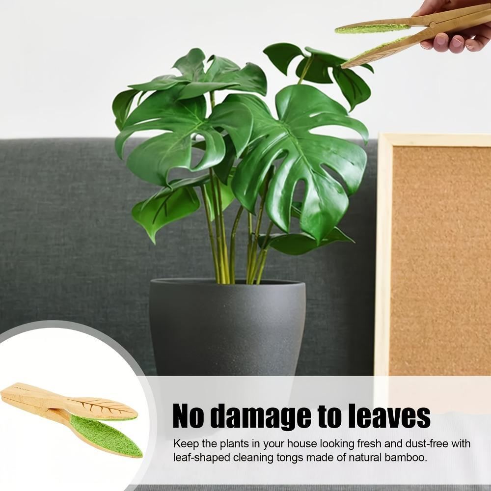 Leaf Cleaning Tongs,Plant Leaf Cleaning Tongs, Plant Leaf Cleaning Brush with Wood Handle, Leaf Cleaning Tool, Safely Removes Du