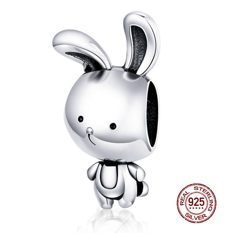 WOSTU 925 Silver Animal Cat Charm Pendant Heart Family Ladybug Bee Beads Fit Original Bracelet DIY Jewelry For Women