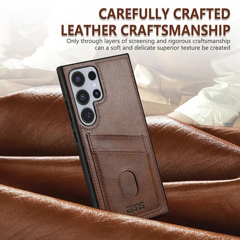 Leather Phone Case for Samsung Galaxy S26 S25 Edge S24 S23 Ultra S22 S21 S20 FE A17 A37 A57 A16 A36 A56 Card Wallet Pocket Cover