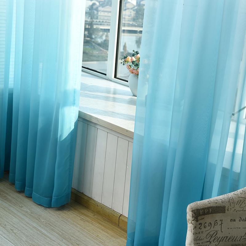 Moderner blauer Farbverlaufsvorhang aus Tüll, dekorative durchsichtige Vorhänge für Wohnzimmer, Schlafzimmer, Küche, Hotel, Zuhause an Fensterpaneelen