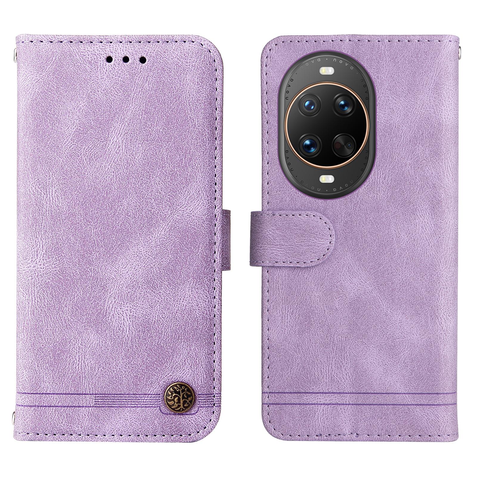 

For Huawei nova 14 Ultra 5G Leather Wallet Cases Skin Touch Phone Cover Stand with Strap Purple