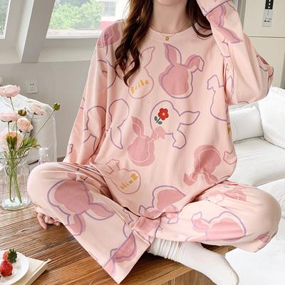 Winter Cotton Round Neck Pajamas Set Printing Pijamas for Young Girls Nightwear Loose Size Sleepwear Leisure Loungewear