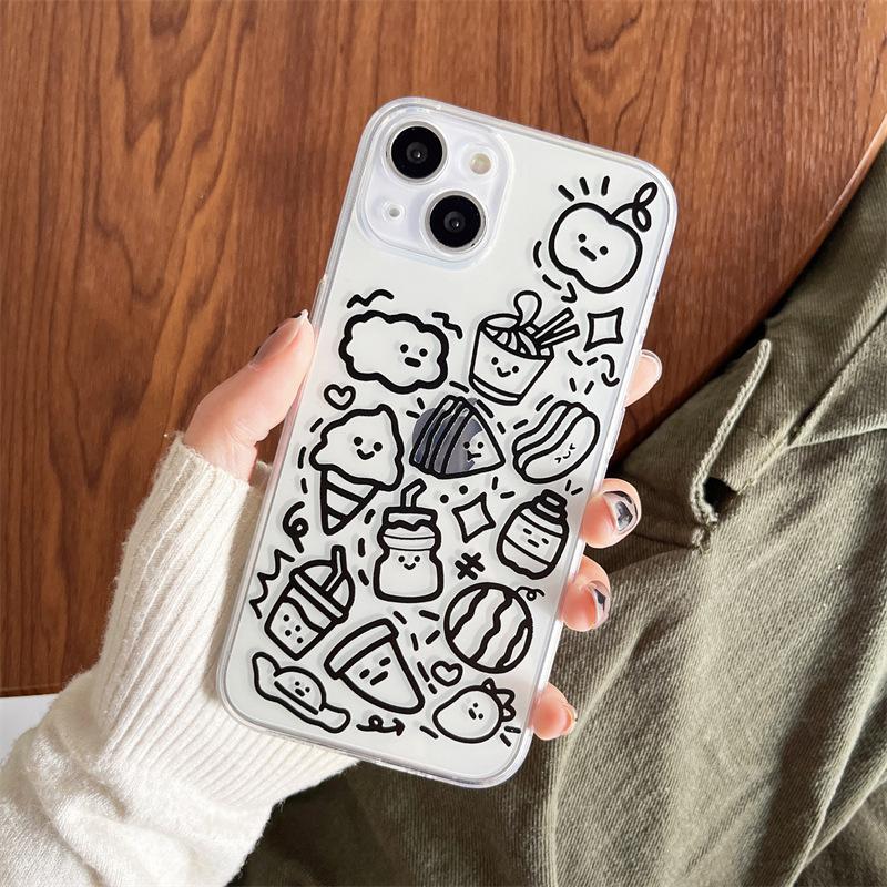 

Line Expression for Apple 17pro Mobile Phone Case New Silicone Anti-fall All-inclusive 16 Transparent Advanced 13 For Apple 6