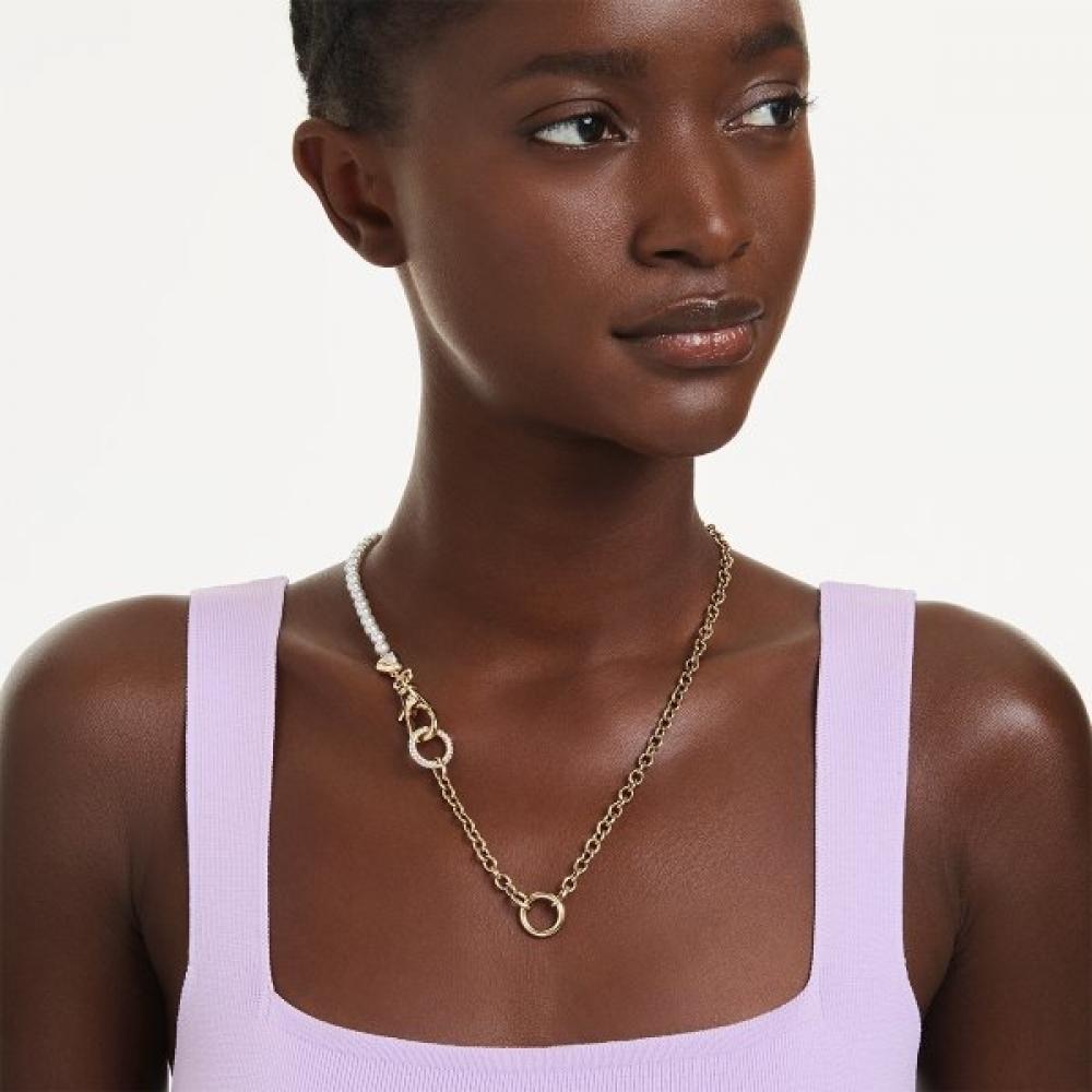 Swarovski Long Necklace Crystal Pearl Gold Tone 5742961