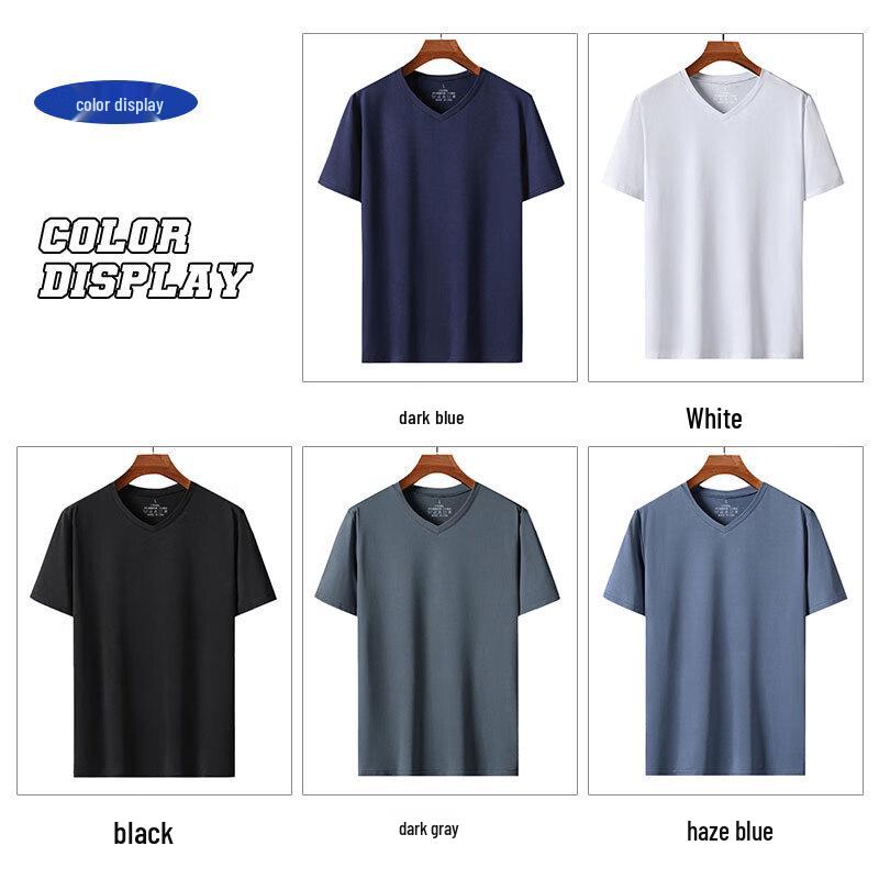 Romon Men's Ice Silk Quick-Dry V-Neck T-Shirt