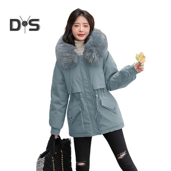 

Женская стеганая куртка, утолщенное плюшевое пальто с подкладкой и кулиской на талии, зимняя теплая стеганая куртка с капюшоном из искусственного меха для работы, уличная одежда M светло-синий