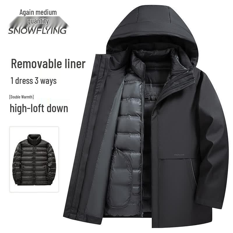 XueZhongFei Men s 3-in-1 Goose Down Jacket L