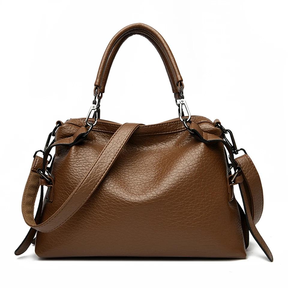 Vintage berühmte Marke Damen weiche Lederhandtasche große Kapazität Einkaufstasche Damen Schulter Crossbody Taschen