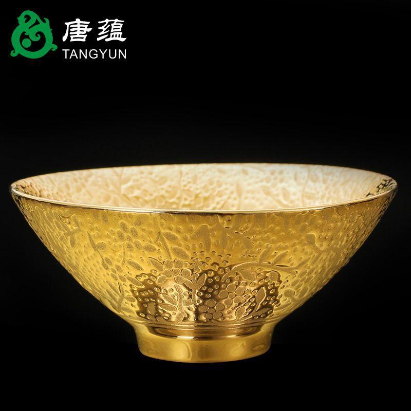 Suet jade porcelain cabbage cup household kung fu tea cup ceramic small tea set personal special building cup gilt blessing cup