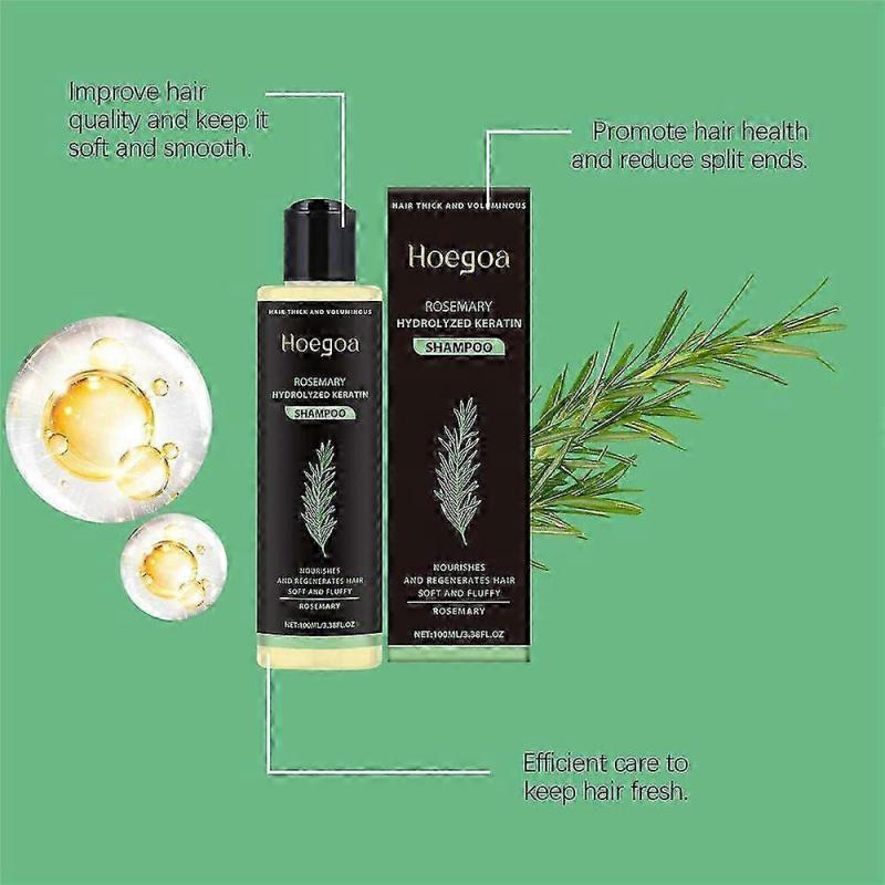 3X Rosemary Shampoo For Hair Thickness - Volumizing Strengthening Formula With Hydrolyzed Keratin, Reduces Breakage For Fuller Hair