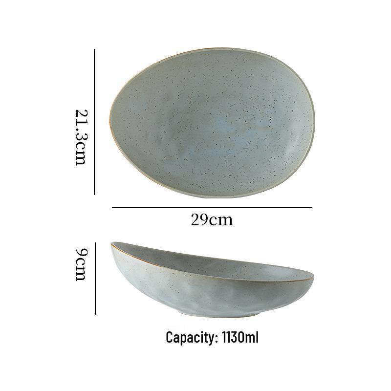 Japanisches Retro-Keramikgeschirr: Grobes Steingut Dessert-, Suppen- und Pastateller für Restaurants oder Hotels