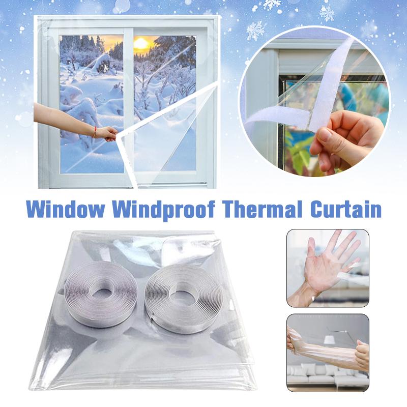 1pc Transparent Window Insulation Film Winter Warmth Thickening Cold Wind Blocking Window Film Adjustable Durable Insulation Kit