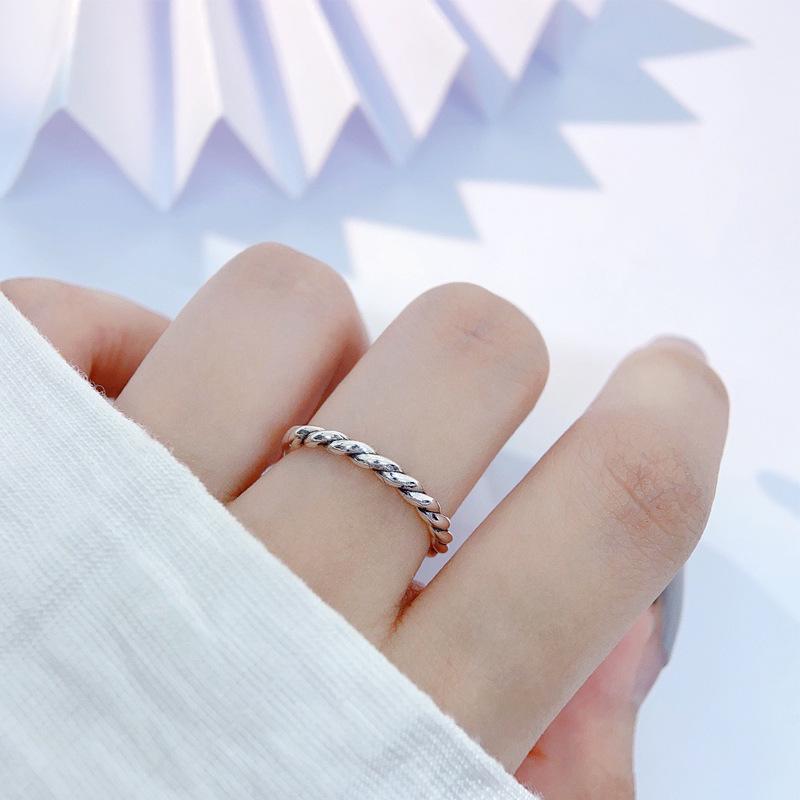 925 Sterling Silver Adjustable Twisted Ring for Women - Minimalist Index Finger Band