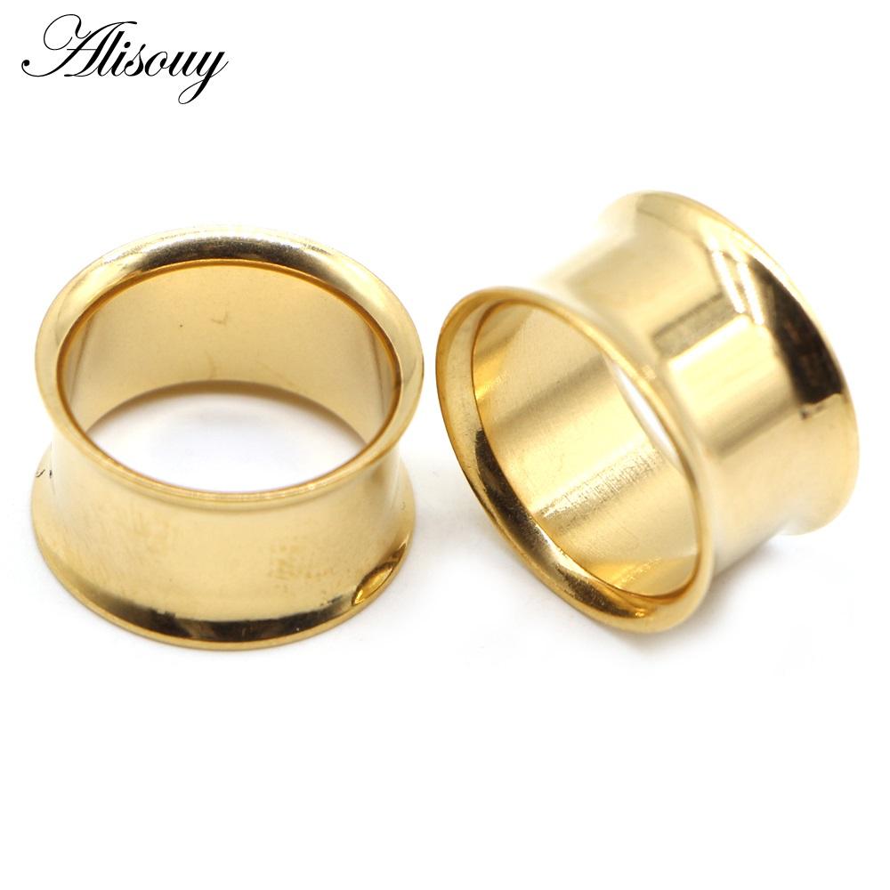 Alisouy 2pcs Ear Plug Kit Surgical Steel no-Screw Fit Ear Gauges Tunnel Expander Body Piercing Flare Earrings plugs stretching