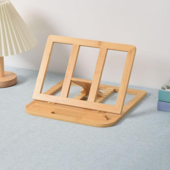 Adjustable Laptop Stand Wooden Foldable Computer Riser with Ventilation Slots Load-bearing Computer Holder Desk Organizer for Home Office Student Use