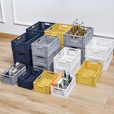 Large Foldable Crate Plastic Storage Box Collapsible Case Desktop Holder Cosmetic Storage Basket Home Office Organizer Container