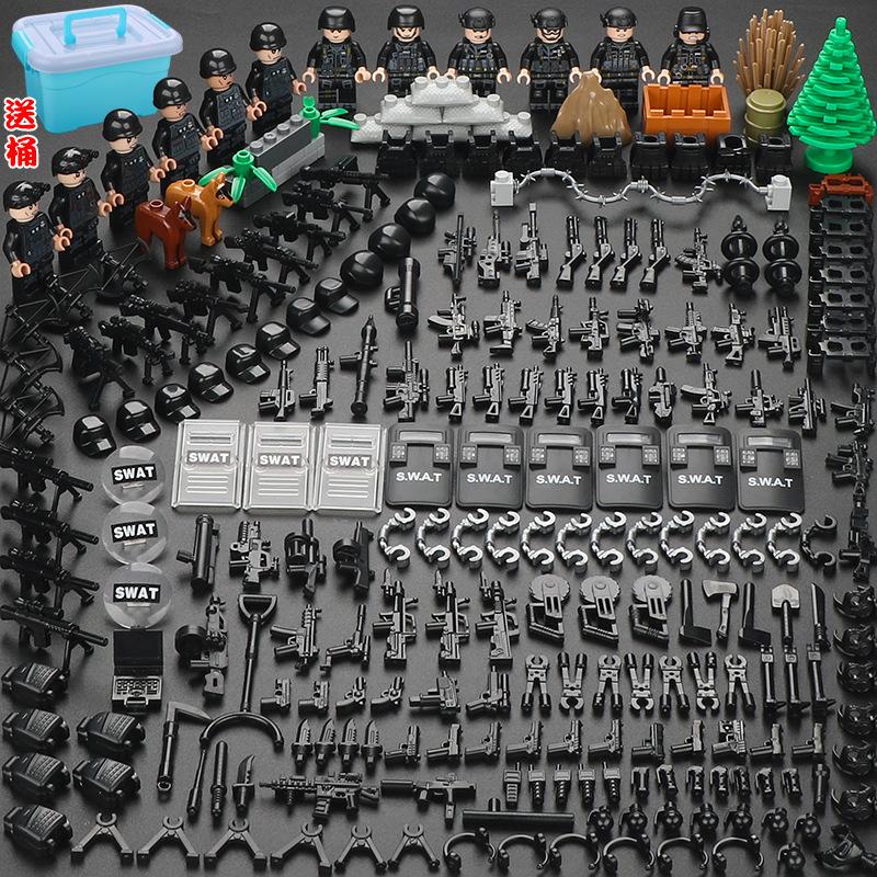 Compatible Minifigures Military Special Forces Police Boys Assemble Minifigures Soldiers Children's Educational Toys Puzzles