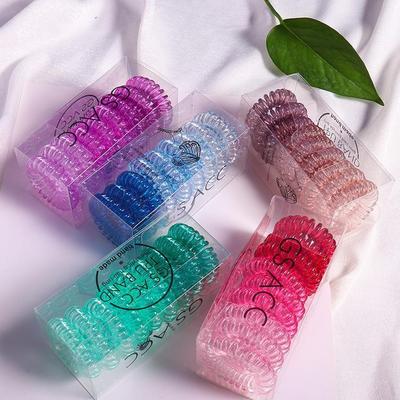 Versatile Gradient Color Hair Tie Set: Elastic Jelly Rubber Bands & Seamless Headbands