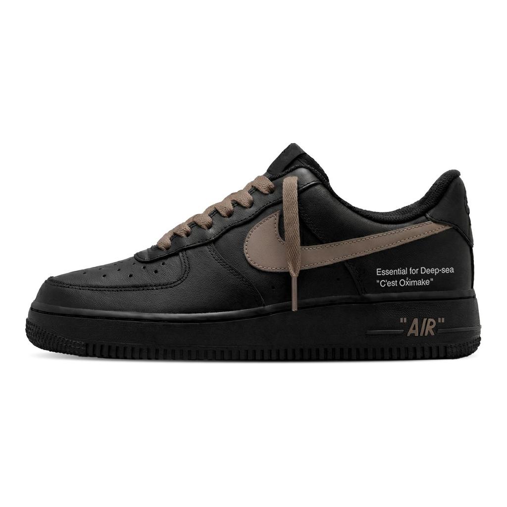 Nike Air Force 1 Abrasion Resistant Height Increasing Low top Skateboard Shoes Unisex Black White Brown CW2288-001(Team577-)
