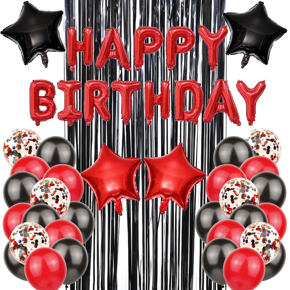Red And Black Theme Balloon Set Adult Children Birthday Party Balloon Decoration Arrangement Rain Curtain Balloon