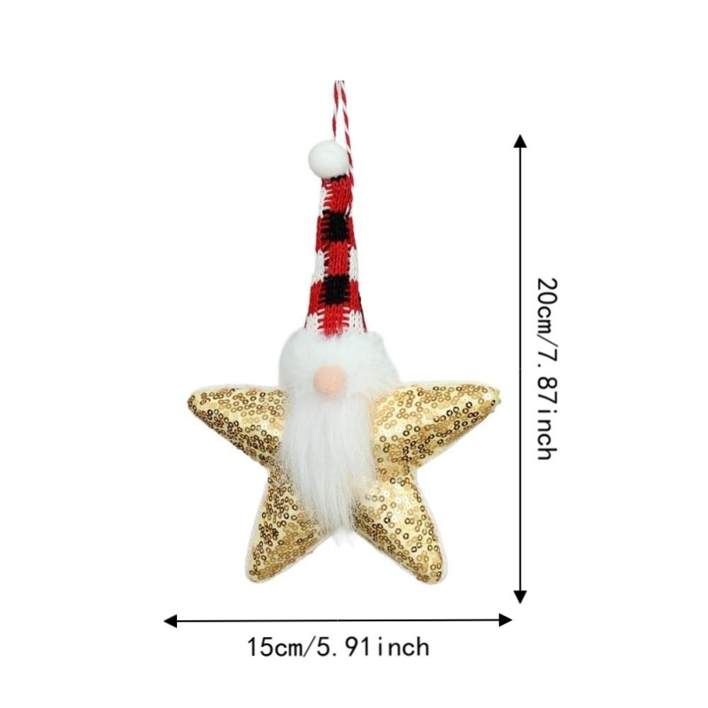 Creative Shining Star Christmas Pendant Cartoon DIY Knitted Fabric Plush Pendant Cute Sequined Five-pointed Star Doll