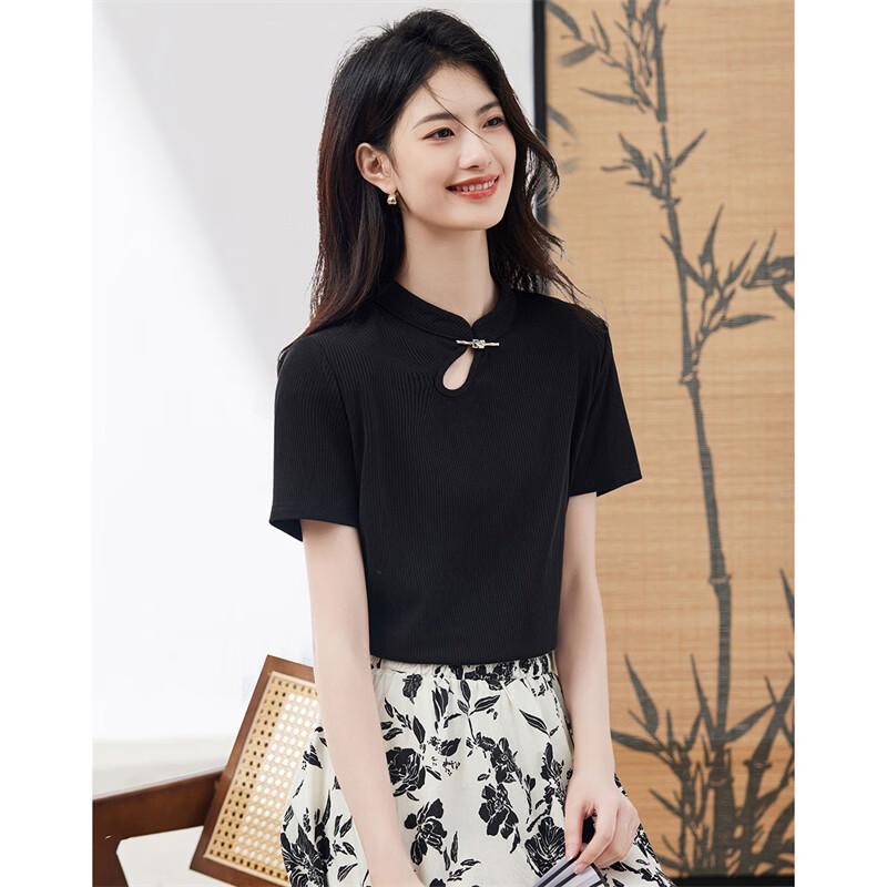 

New Chinese Style Frog Button Short-Sleeve T-Shirt XL