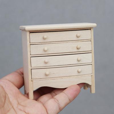 1/12 Scale Miniature Wooden Bedside Table with Storage Drawers Model Ornament - DIY Miniature Photography Props- Seasonal Decor - Perfect Gift