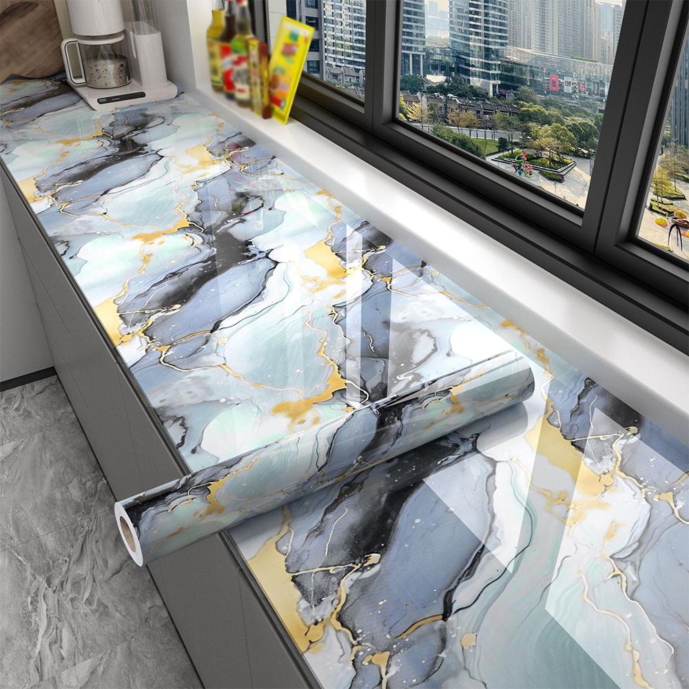 Samolepky na obklady Vodotěsné a odolné proti oleji Kuchyň Vysoká teplotní odolnost Renovace Samolepicí Tapeta na skříňky a pracovní desky