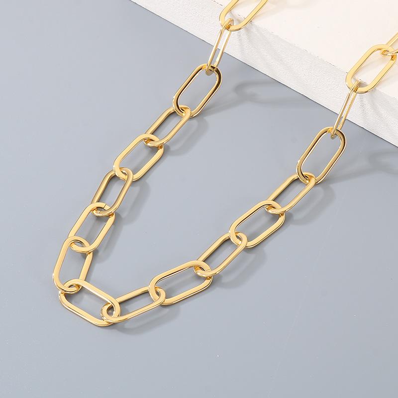 Kalen Stainless Steel Paperclip Chain Necklace for Men 10MM Gold Color Metal Accessory Adjustable Minimalist Fashion Jewelry