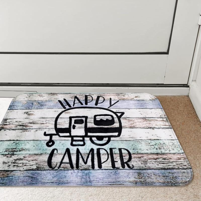 Happy Camper Antislip Deurmat Badmat Entreekleed voor Voordeur Keukenvloer Badkuip Slaapkamer Huisdecoratie Tapijt